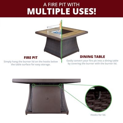 Image showing  Elio 5 pc.s Outdoor Fire Pit Table Set for Patio, Red