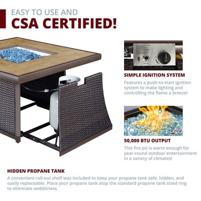 Image showing  Elio 5 pc.s Outdoor Fire Pit Table Set for Patio, Red