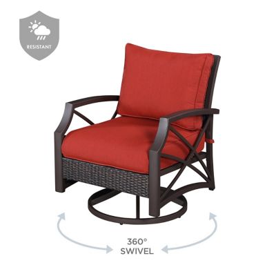 Image showing  Rattan Wicker Outdoor Swivel Patio Lounge Chair, Brown-Red