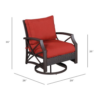 Image showing  Rattan Wicker Outdoor Swivel Patio Lounge Chair, Brown-Red