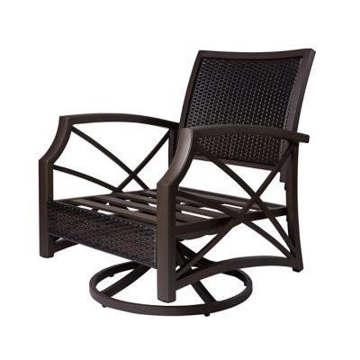 Image showing  Rattan Wicker Outdoor Swivel Patio Lounge Chair, Brown-Red