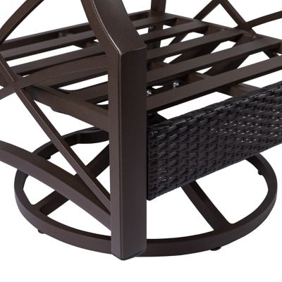 Image showing  Rattan Wicker Outdoor Swivel Patio Lounge Chair, Brown-Red