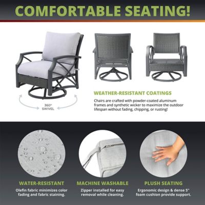 Image showing  Rattan Wicker Outdoor Swivel Patio Lounge Chair, Grey-Grey