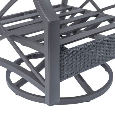 Image showing  Rattan Wicker Outdoor Swivel Patio Lounge Chair, Grey-Grey