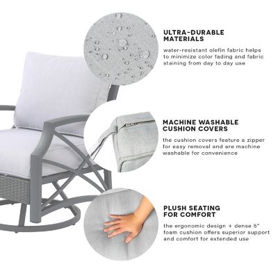 Image showing 5 th Kinger Home Rattan Wicker Outdoor Swivel Patio Lounge Chair, Grey-Grey