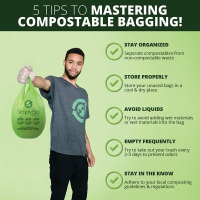 Image showing 5 th Simply Bio Compostable Trash Bags with Handle, Eco-Friendly, Heavy-Duty, 3 gal., 80 ct.