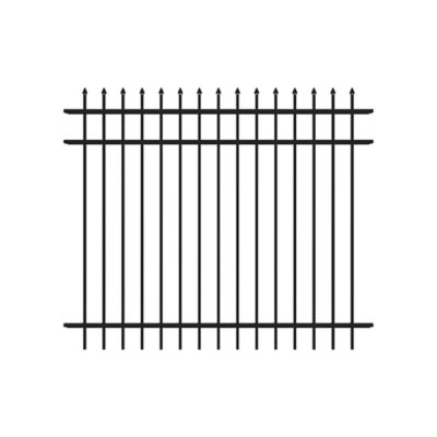 Fortress Building Products 5 ft. x 6 ft. Athens Aluminum Pressed Spear Design Fence Panel, Gloss Black