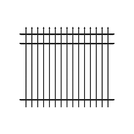Fortress Building Products Athens 5 ft. H x 6 ft. W Gloss Black Aluminum Pressed Spear Design Fence Panel