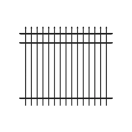 Fortress Building Products Athens 5 ft. H x 6 ft. W Gloss Black Aluminum Pressed Spear Design Fence Panel