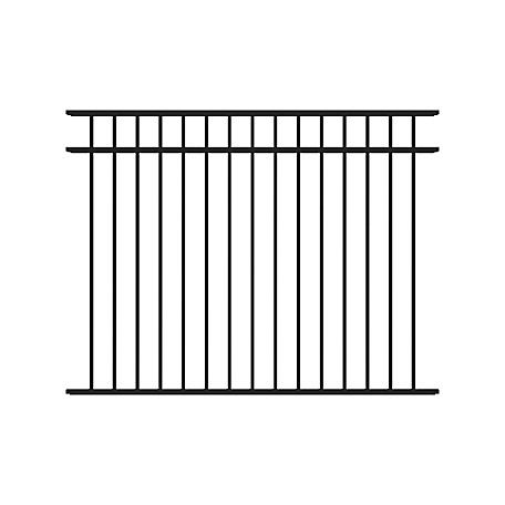 Fortress Building Products Athens 4.5 ft. H x 6 ft. W Gloss Black Aluminum Flat Top and Bottom Fence Panel for Pool Application