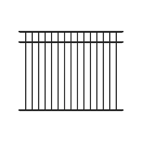 Fortress Building Products Athens 4.5 ft. H x 6 ft. W Gloss Black Aluminum Flat Top and Bottom Fence Panel for Pool Application