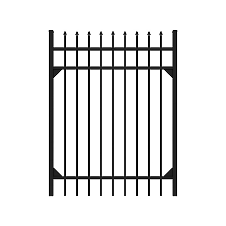Fortress Building Products Athens 5 ft. H x 5 ft. W Gloss Black Aluminum Pressed Spear Design Gate