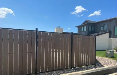 Image showing  4.25ft. W x 6.25ft. H Estate Gloss Black Steel Gate