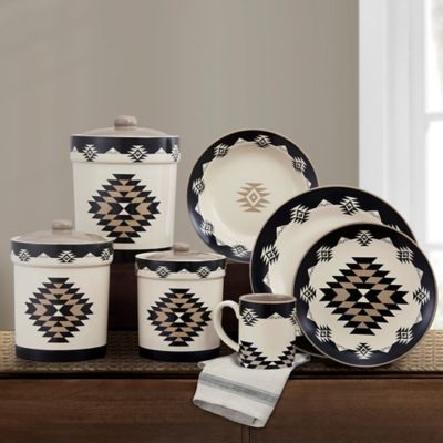 Paseo Road by HiEnd Accents Chalet Aztec Dinnerware & Canister Set, 19 Piece