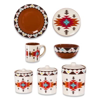 Image showing  Del Sol Aztec Southwestern Dinnerware & Canister Set, 19 Piece