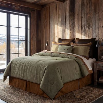 Image showing  Highland Lodge Olive Brown Comforter Set, 4 pc. or 5 pc. Rustic Cabin Lodge Bedding