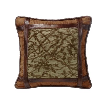 Paseo Road by HiEnd Accents Highland Lodge Framed Tree Faux Leather Pillow, 18 in. x 18 in., 1 Piece