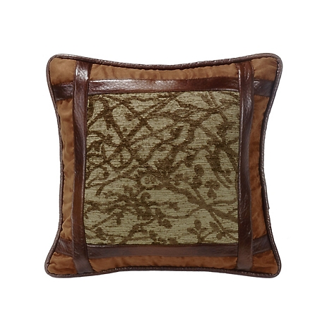Paseo Road by HiEnd Accents Highland Lodge Framed Tree Faux Leather Pillow, 18 in. x 18 in., 1 Piece