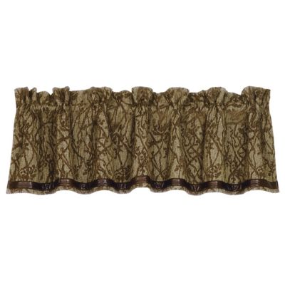 Paseo Road by HiEnd Accents Highland Lodge Olive Brown Jacquard Branches Motif Rustic Cabin Lodge 18x84 in. Valance