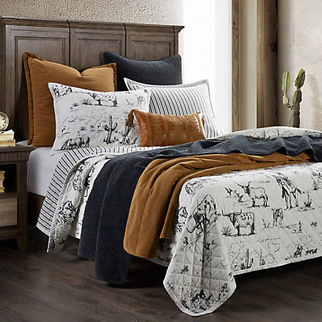 Paseo Road by HiEnd Accents Ranch Life Western Toile Reversible Quilt Set, 3 Piece
