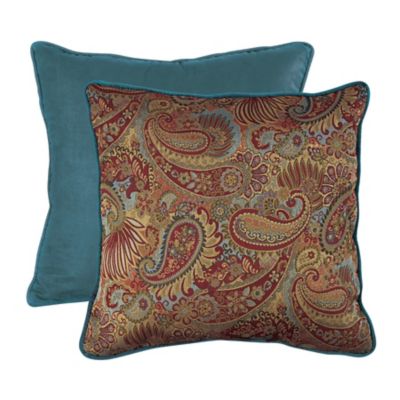 Paseo Road by HiEnd Accents Paisley Contrasting Teal Piping & Back Euro Sham, 27 in. x 27 in., 1 Piece