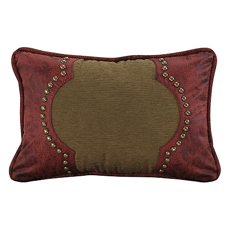 Paseo Road by HiEnd Accents San Angelo Red Contour Studded Leather Lumbar Pillow, 12 in. x 18 in., 1 Piece