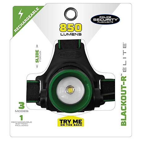 Police Security Flashlights Blackout-R 850 Lumen Rechargeable Headlamp, 98730