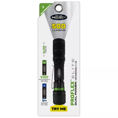 Proflex Police Safety Flashlights Dual Power Rechargeable Flashlight 500 Lumens 98890 Flashlights