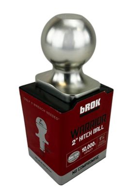 bROK WARRIOR 2 in. x 1-1/4 in. x 2-3/4 in. WARRIOR Hitch Ball, Zinc, 10,000 lb. Capacity