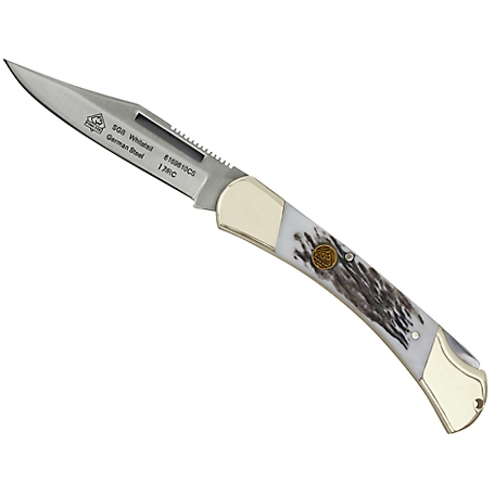 Puma SGB Whitetail Pom Commando Stag Folding Pocket Knife, 6169610CS