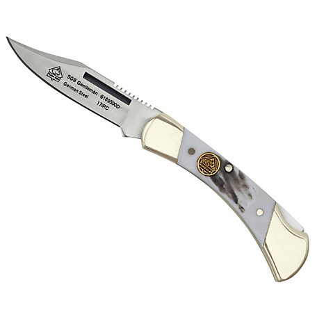 Puma SGB Gentleman Pom Commando Stag Folding Pocket Knife, 6169590CS