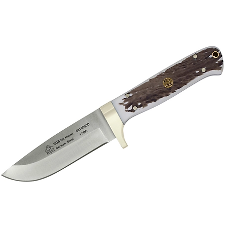 Puma SGB Elk Hunter Pom Commando Stag Hunting Knife with Tethered Leather Sheath, 6816050CS