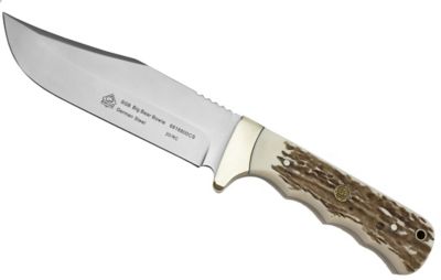 Puma SGB Big Bear Bowie Pom Commando Stag Hunting Knife with Leather Sheath, 6818800CS