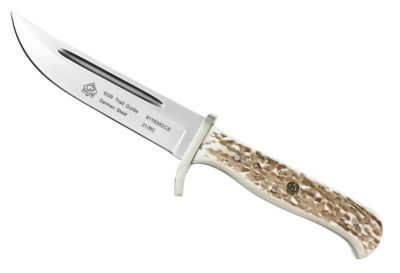 Puma SGB Trail Guide Pom Commando Stag Hunting Knife with Tethered Leather Sheath, 6116382CS