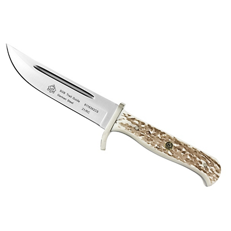 Puma SGB Trail Guide Pom Commando Stag Hunting Knife with Tethered Leather Sheath, 6116382CS