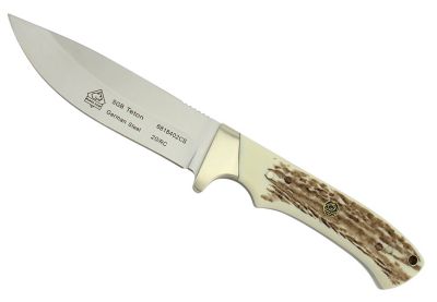 Puma SGB Teton Pom Commando Stag Hunting Knife with Tethered Leather Sheath, 6818402CS