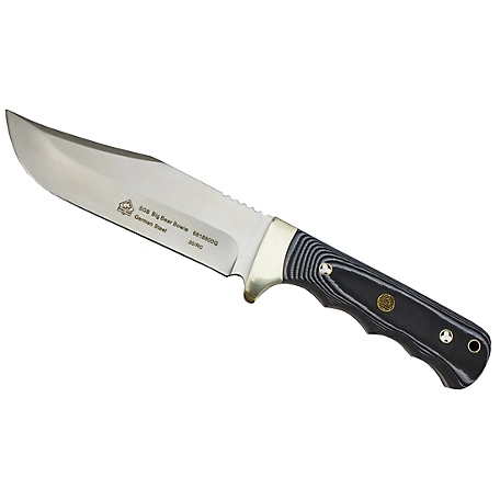 Puma SGB Big Bear Bowie Black G10 Hunting Knife with Leather Sheath, 6818800G1K