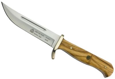 Puma SGB Trail Guide Olive Wood Hunting Knife with Tethered Leather Sheath, 6116382V
