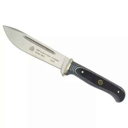 Puma SGB Hunter's Friend Black G10 4.7" Hunting Knife with Attached Leather Sheath Knives