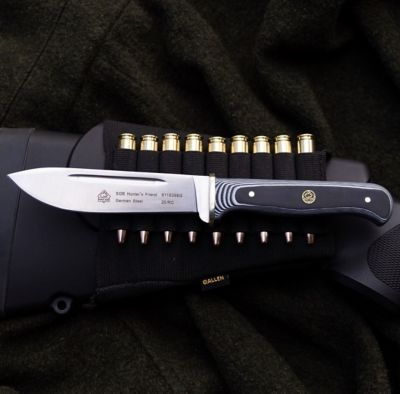 Image showing  4.7 in. Hunter's Friend Black G10 Hunting Knife with Tethered Leather Sheath