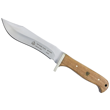 Puma SGB Buffalo Hunter Olive Wood Hunting Knife with Leather Sheath, 6817200V