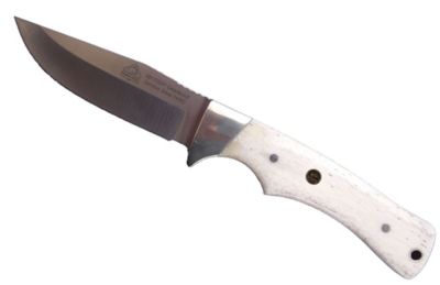 Puma SGB Deadwood Canyon Smooth White Bone Hunting Knife with Leather Sheath, 6817300T