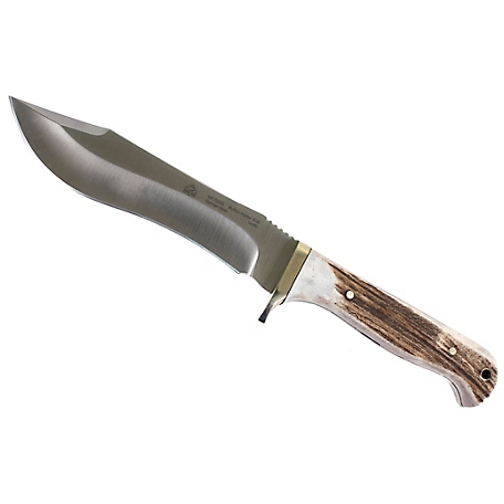 Puma SGB Buffalo Hunter Stag Fixed Blade Knife with Leather Sheath, 6817200S