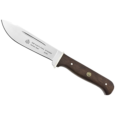 Puma SGB Hunter's Friend Jacaranda Wood Fixed Blade Hunting Knife with Leather Sheath, 6116398W