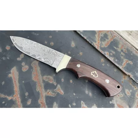 Puma XP Blacktail Damascus Jacaranda Wooden Hunting Knife with Leather Sheath 6530010DW Knives