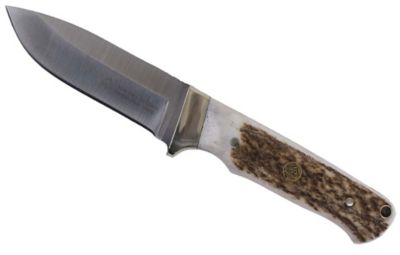 Puma SGB Mule Deer Hunter Stag Fixed Blade Knife with Leather Sheath, 6810040S