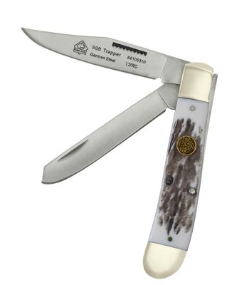 Puma SGB Trapper Pom Commando Stag Folding Pocket Knife, 6410631CS