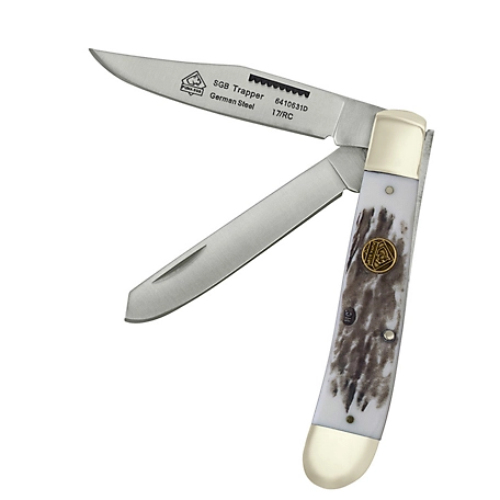 Puma SGB Trapper Pom Commando Stag Folding Pocket Knife, 6410631CS
