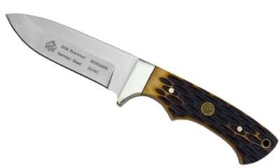 Puma SGB Blacktail Brown Jigged Bone Hunting Knife with Leather Sheath, 6530040B