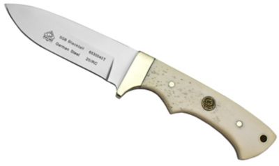 Puma SGB Blacktail Smooth White Bone Hunters Knife with Leather Sheath, 6530040T